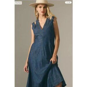 NWT $248 Anthropologie Grommet Denim Midi - Sz 8